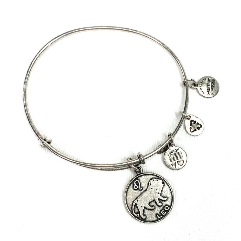 Alex and Ani Leo Zodiac Charm Bracelet Silver Finish - Expands 2"- 3.5"